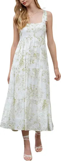 Fruit Blossom Tie Strap Tiered Midi Sundress | Nordstrom Rack