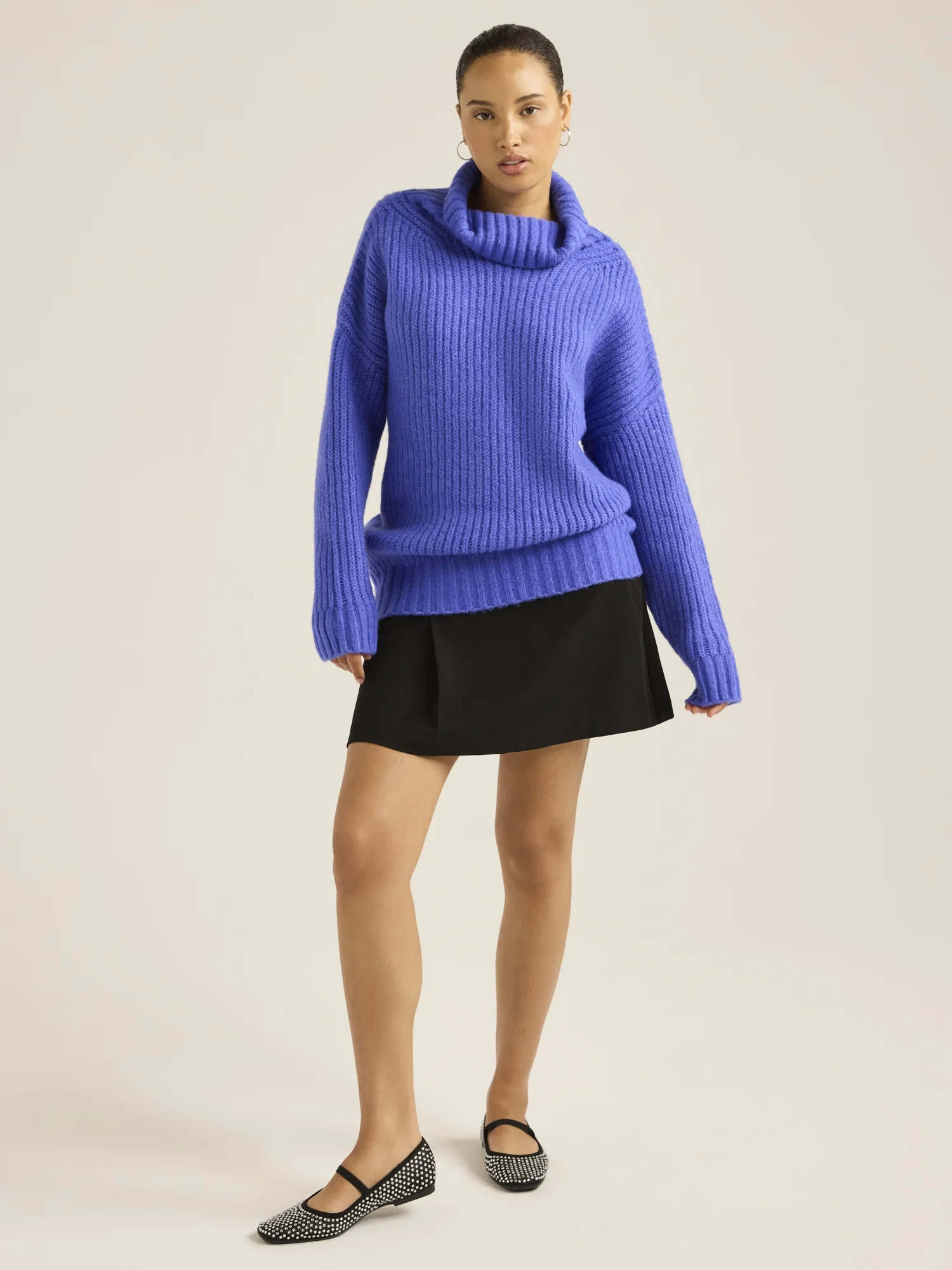 Scoop Women’s Chunky Funnel Neck Sweater, Lightweight, Sizes XS-XXL | Walmart (US)