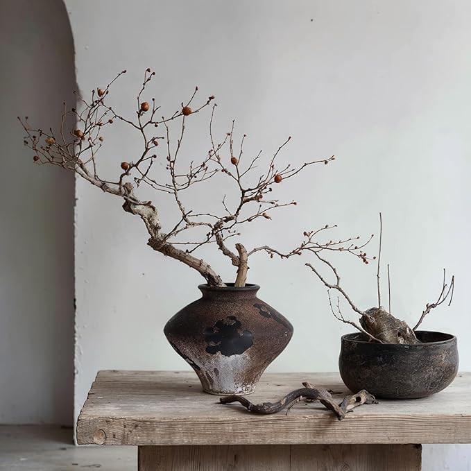 Rustic Wabi Sabi Rusty Vintage Vase - 6.7'' Wabi Sabi Decorative Farmhouse Pottery Flower Vase, B... | Amazon (US)