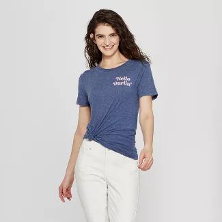 Women's Short Sleeve Hello Darlin' Graphic T-Shirt - Awake Navy | Target