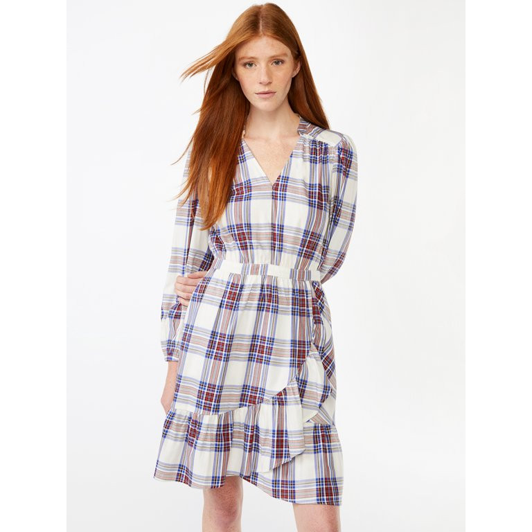 Free Assembly Women's V Neck Ruffle Mini Dress | Walmart (US)