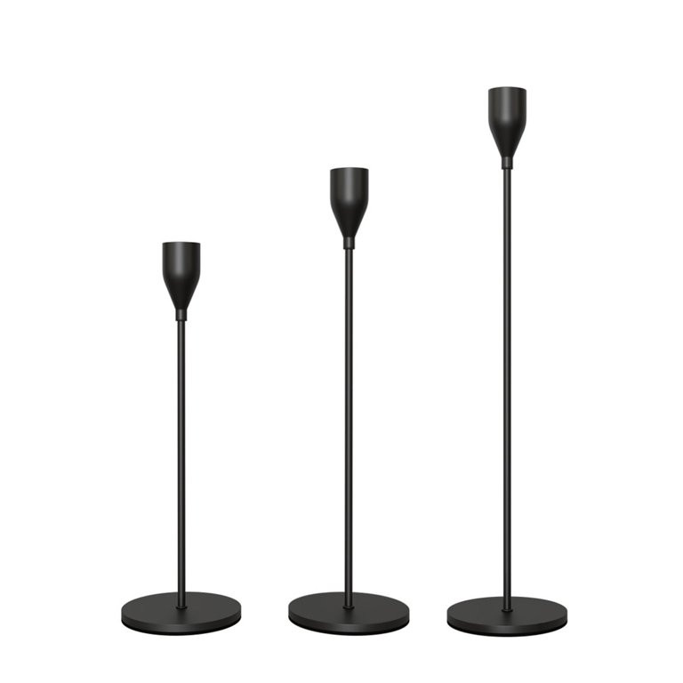 FSyueyun Set of 3 Matte Black Candle Holders for Taper Candles, Metal Table Mantel Decorative Can... | Walmart (US)
