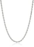 Amazon Essentials Gold or Rhodium Plated Sterling Silver Diamond Cut Rope Chain Necklace | Amazon (US)