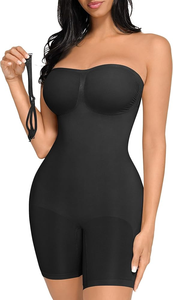 FeelinGirl Strapless Bodysuit for Women Tummy Control Shapewear Seamless Sculpt Body Shaper with ... | Amazon (US)