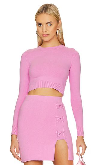 JoosTricot Peachskin Long Sleeve Crop Crew in Pink. - size M (also in S, XS) | Revolve Clothing (Global)