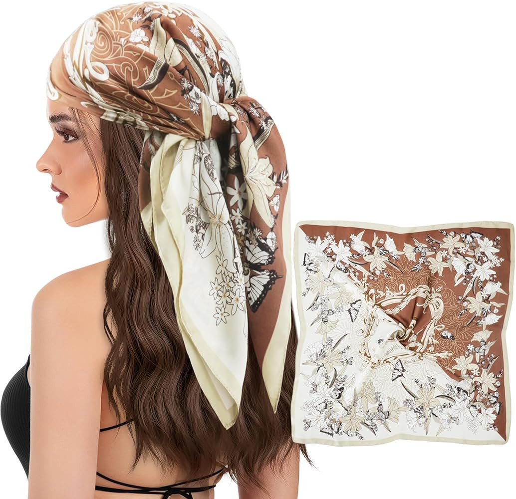 vimate Head Scarf for Women Hair 27'' Square Satin Silk Feeling Bnadana Neck Scarf Handbag Access... | Amazon (US)