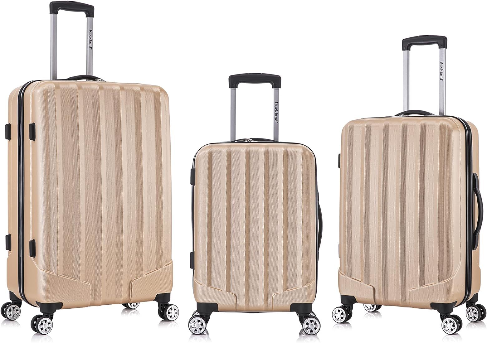 Rockland Santa Monica Hardside Spinner Wheel Luggage, Champagne, 19", 24", 28" | Amazon (US)