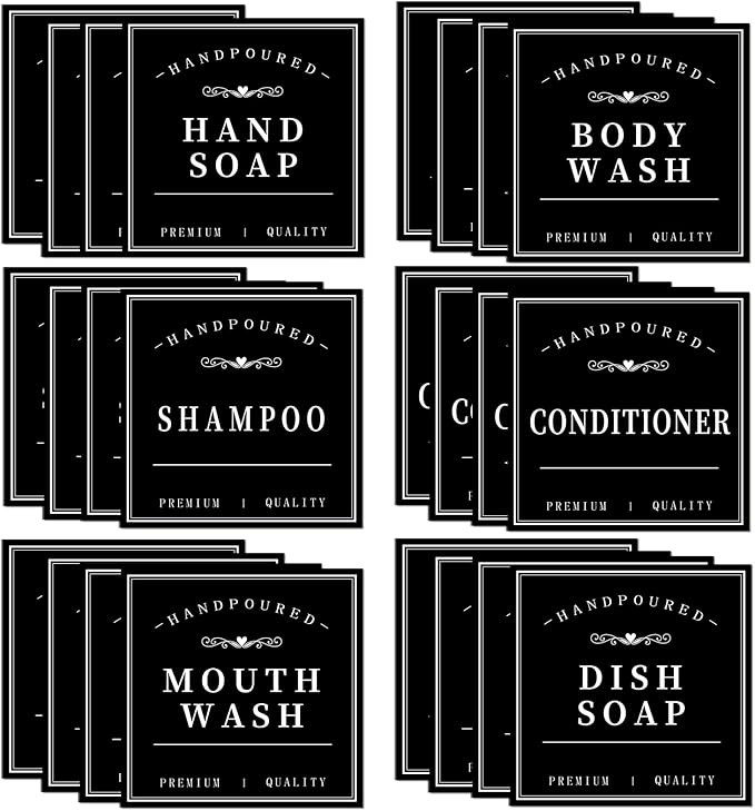 HVSWLY Waterproof Soap Labels for Bottles, Mouthwash Dispenser Label for Bathroom, Removable Self... | Amazon (US)