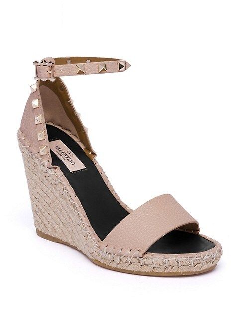 Rockstud Leather Espadrille Wedge Sandals | Saks Fifth Avenue