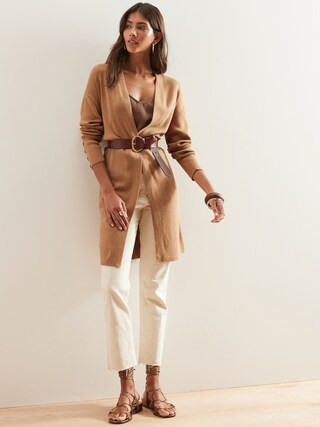 Long Ribbed Open-Front Cardigan | Banana Republic Factory