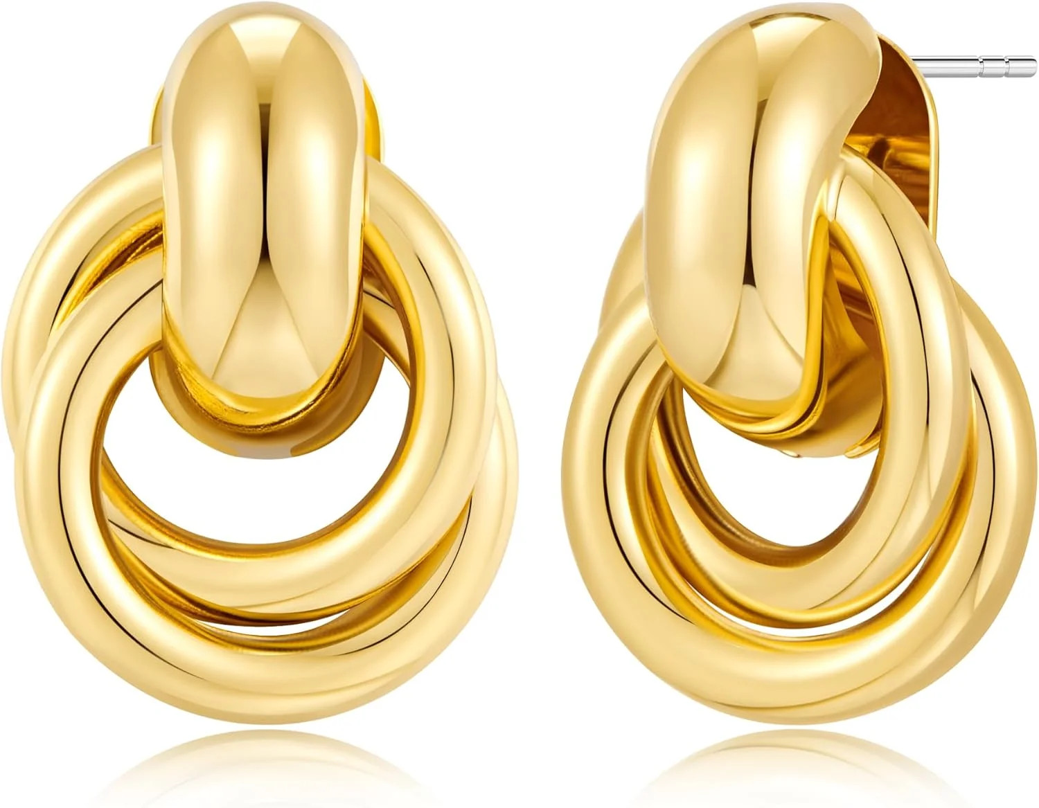 Gold Geometric Earrings Chunky Knot Statement Earrings for Women Twisted Dangle Drop Trendy Stud ... | Walmart (US)