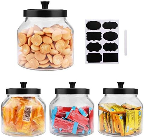 Glass Jars With Sealed Lids,Clear Glass Food Storage Container with Black Brushed Metal lids ,70 OZ( | Amazon (US)