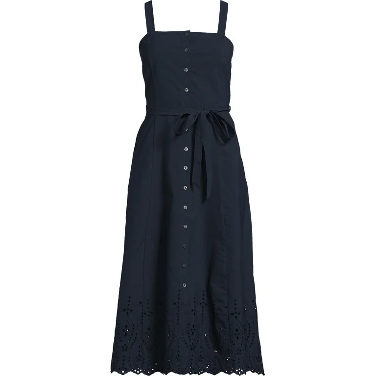 Time and Tru Women's Cotton Eyelet Button Front Dress, Sizes XS-XXXL - Walmart.com | Walmart (US)