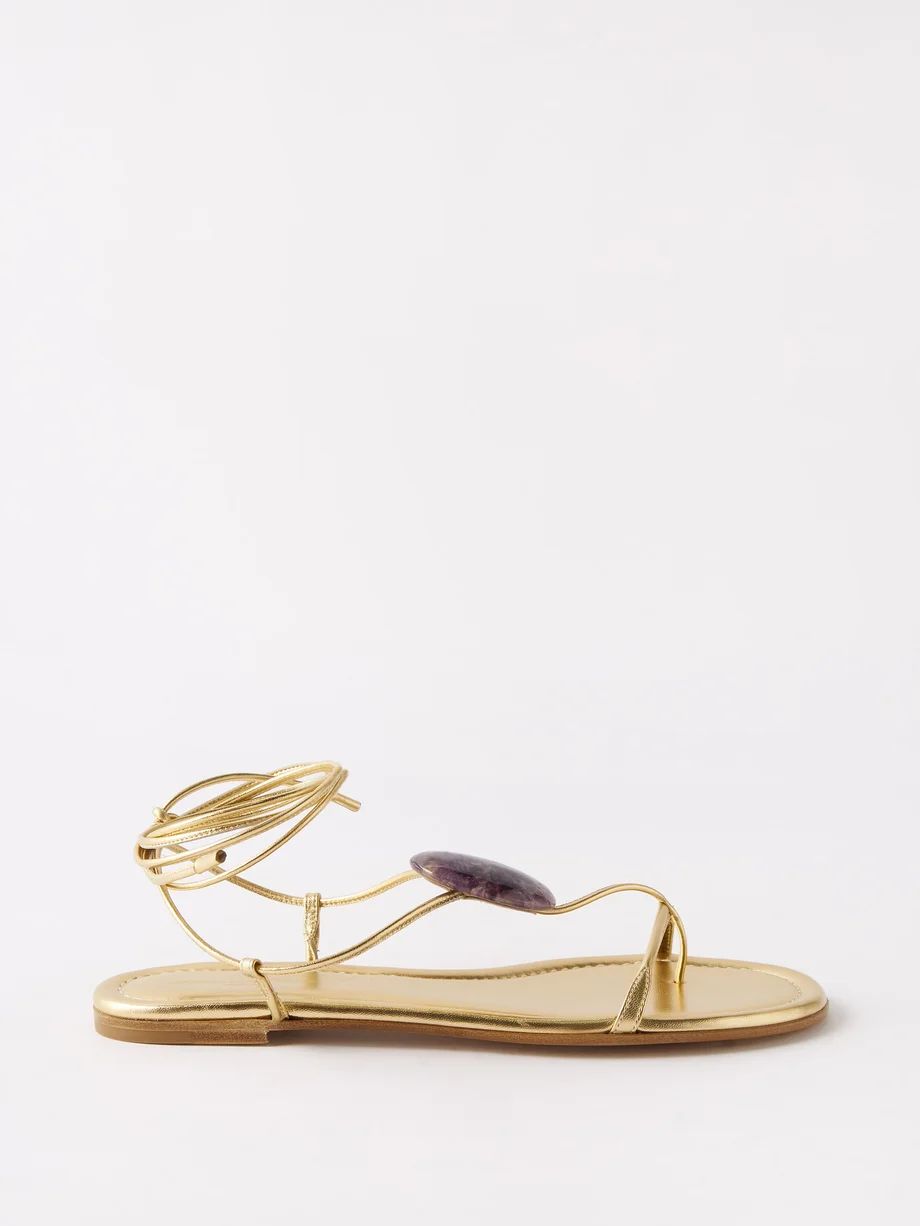 Stone-embellished leather sandals | Matches (US)