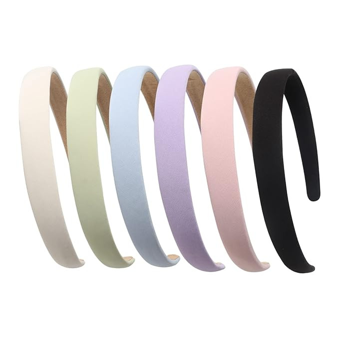 Solid Simple Headbands for Women 0.7inch Plain Soft Fabric Hairbands No Slip Fashion Cute Hair Ba... | Amazon (US)