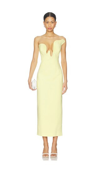 Bardot Rosalyn Midi Dress in Yellow. - size 8 | Revolve Clothing (Global)