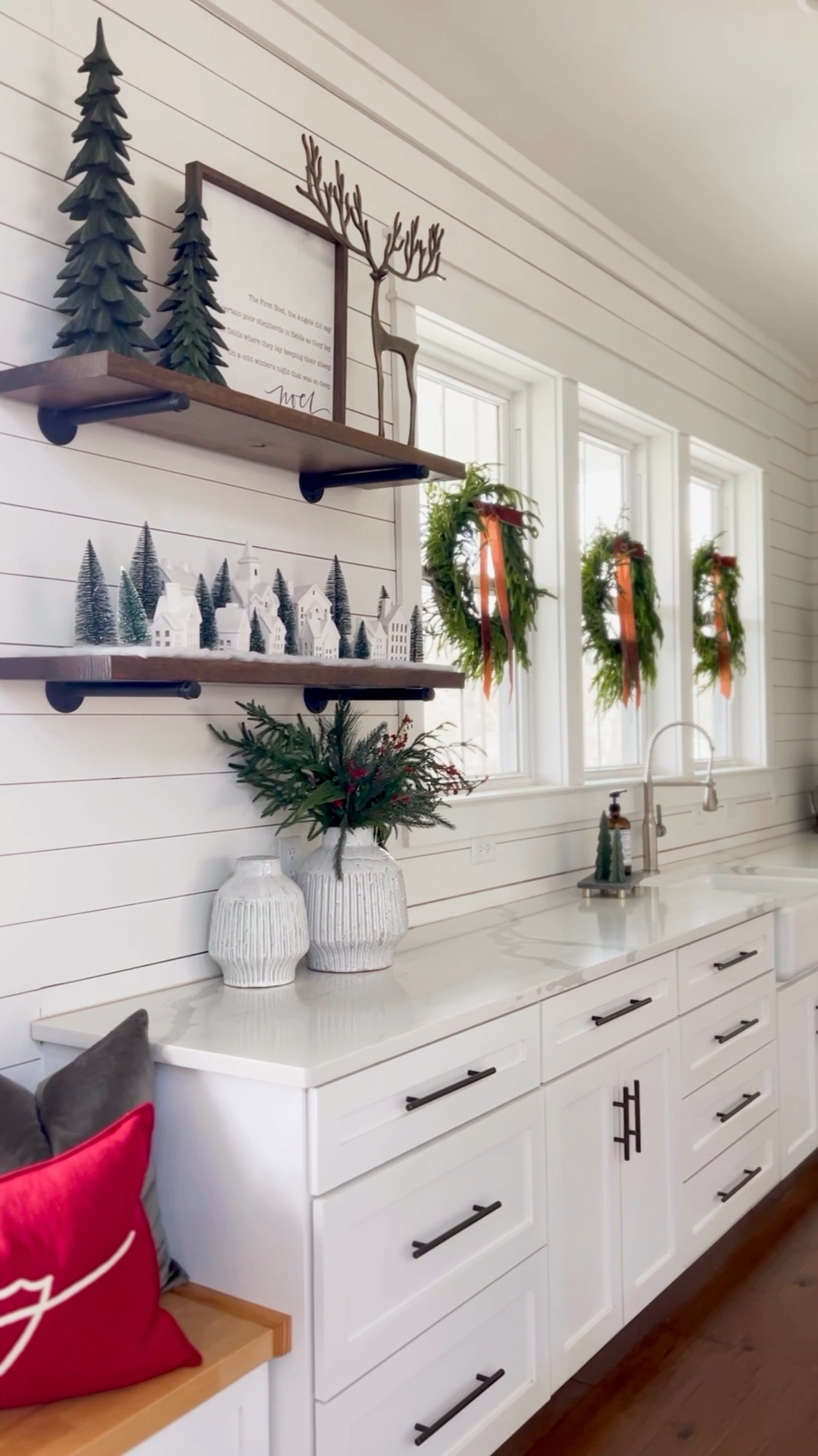 Here is how I hung our rates on our kitchen windows! Comment SHOP for links to everything I used and my decor!

Command hooks are not usually my go to, but they are for this because a suction cup would not allow the wreaths to hang straight on this type of window. These wreaths are pretty heavy, so I used two strands of fishing line, looped it through and tied it in a knot. Then I attached the command hook upside down on the outside of the window, looped the fishing line onto the command hook, and closed the window. Easy peasy! They’ve been up there several weeks now and seem to be holding just fine! 

#LTKWatchNow #LTKHoliday #LTKHome