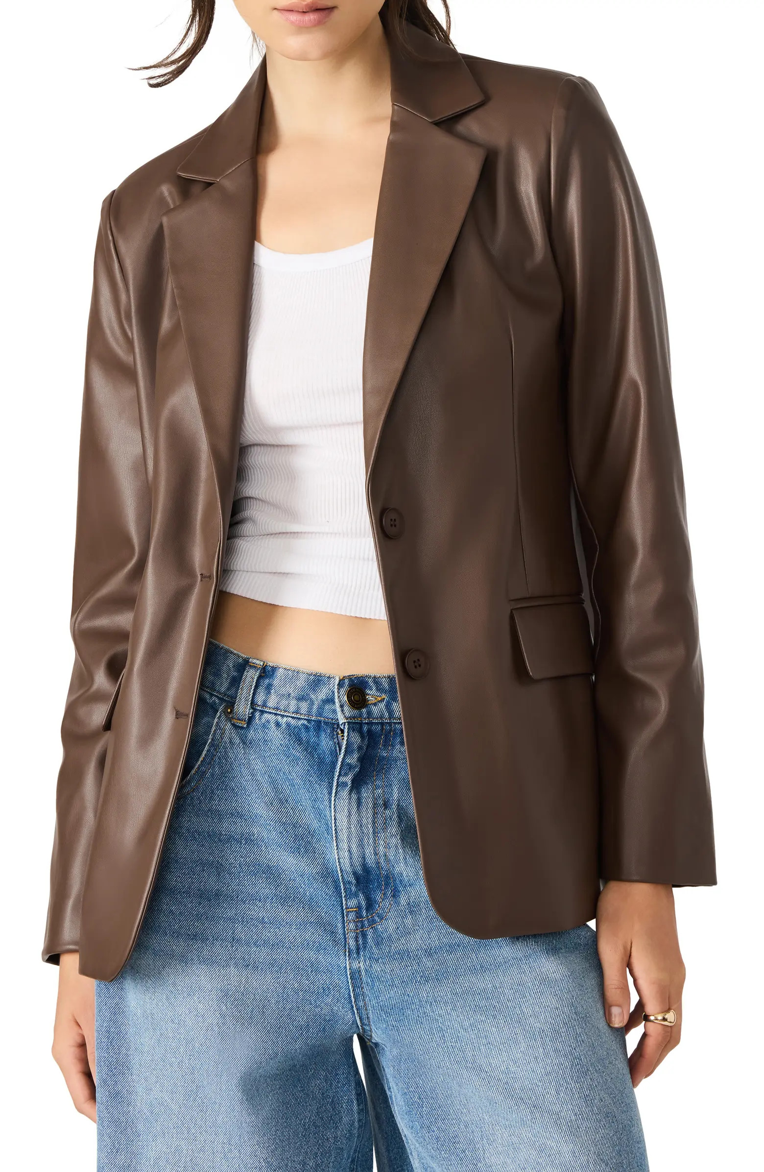 Faux Leather Boyfriend Blazer | Nordstrom Rack