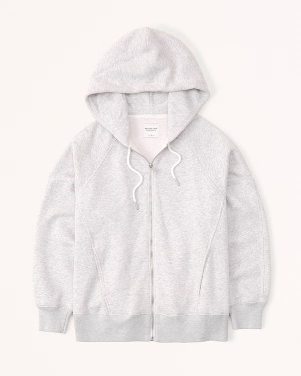 Essential Oversized Boyfriend Hooded Full-Zip | Abercrombie & Fitch (US)