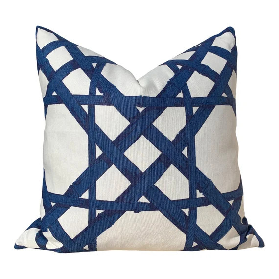 Thibaut Cyrus Cane Blue Pillow Cover. Accent Pillow Throw// | Etsy | Etsy (US)