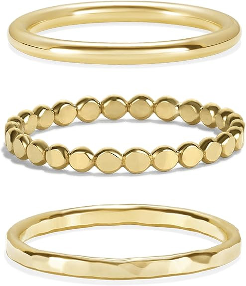 James Michelle Basic Stacking Ring Set for Women – 3-Year Color Guarantee – Waterproof, Non-T... | Amazon (US)