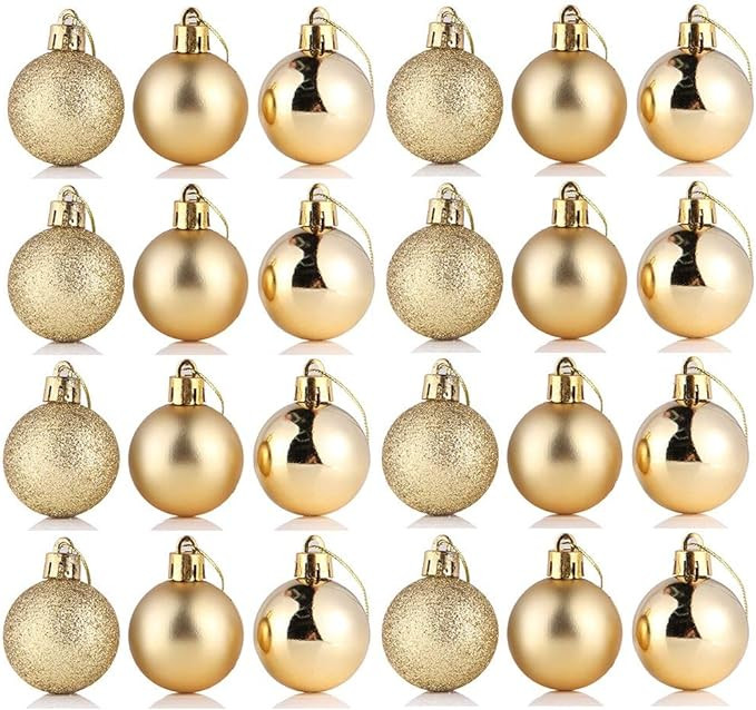24Pcs Christmas Ball Ornaments for Christmas Tree Decoration,Diameter of 1.6"(4cm),Shatterproof X... | Amazon (US)