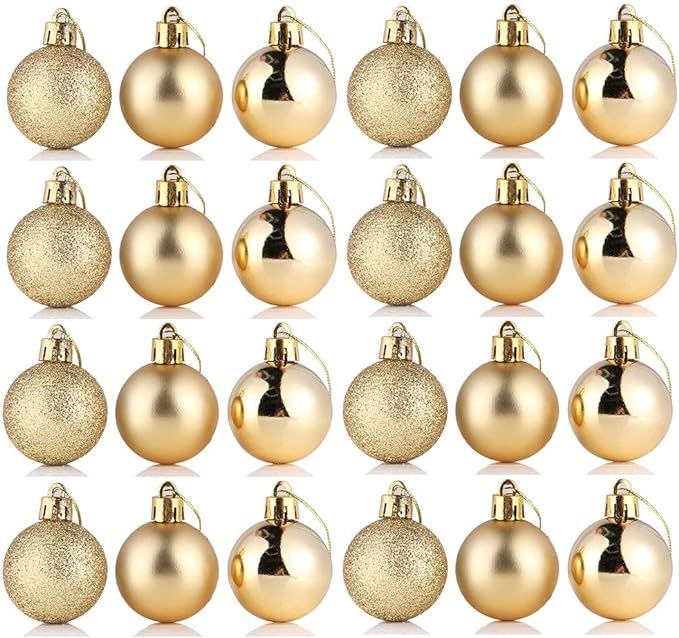 24Pcs Christmas Ball Ornaments for Christmas Tree Decoration,Diameter of 1.6"(4cm),Shatterproof X... | Amazon (US)