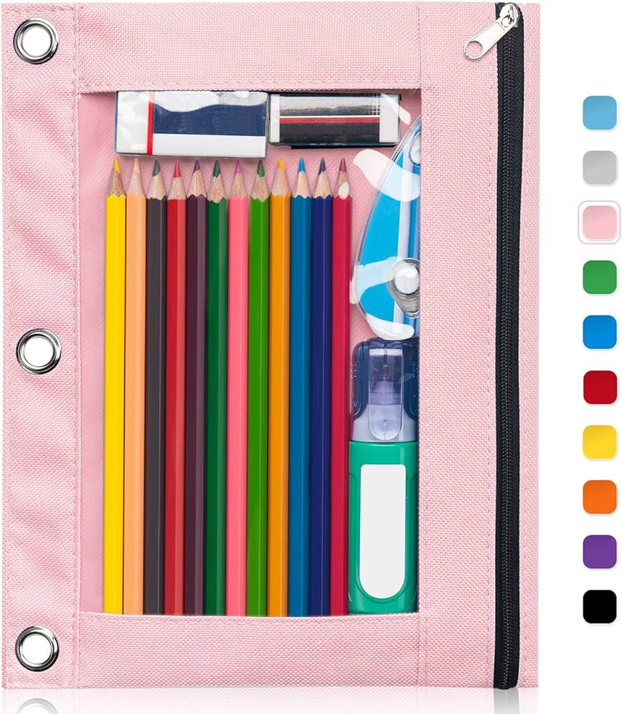 Forvencer Pencil Pouch for 3 Ring Binder, Binder Pencil Case with Smooth Zipper, Clear Window Pen... | Amazon (US)