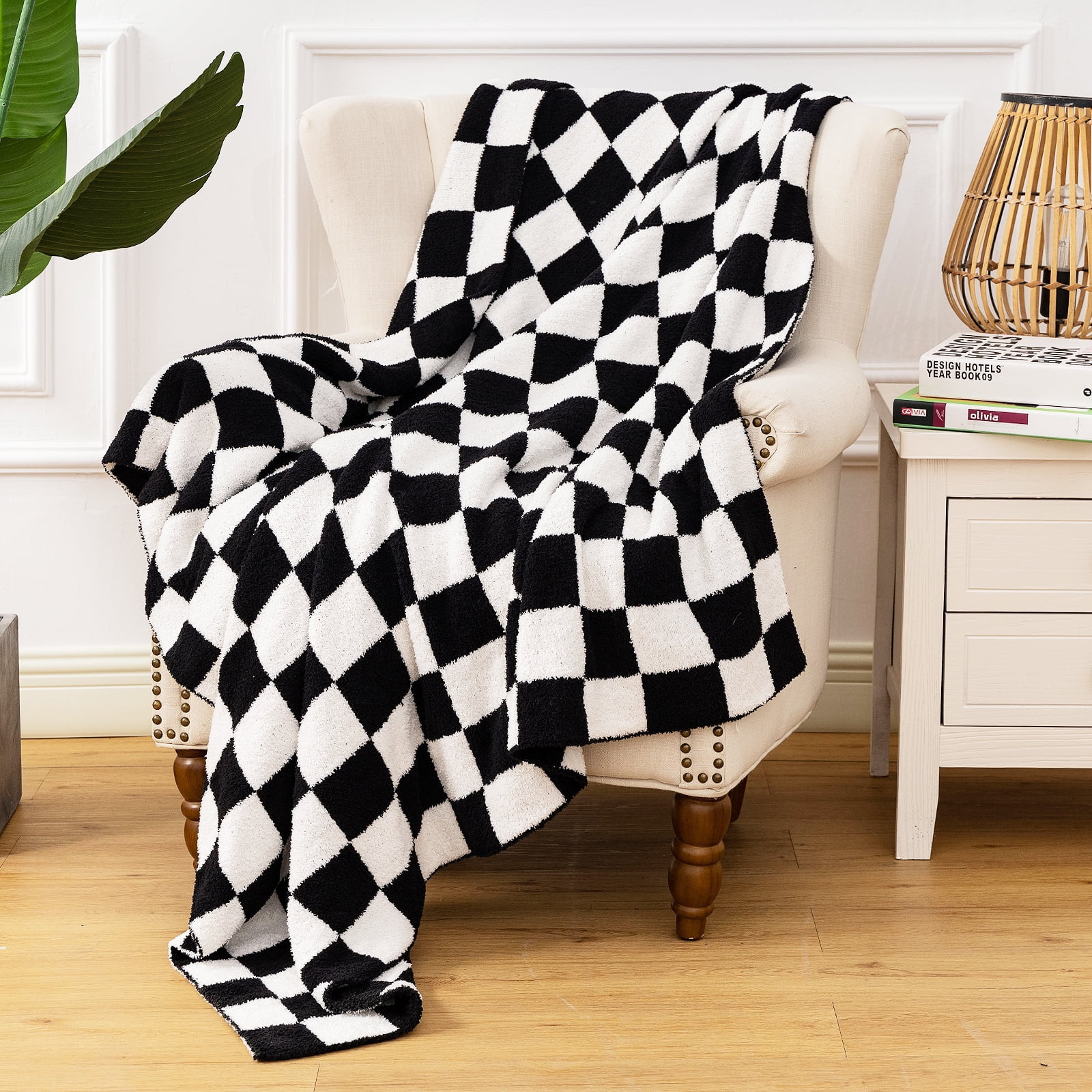 Checkerboard Grid Throw Blanket Super Soft Lightweight Warm Barefoot Fluffy Sofa Chenille Blanket... | Walmart (US)