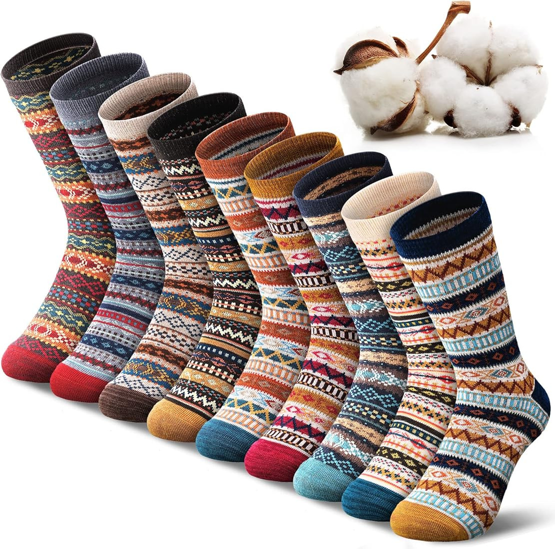 9 Pairs Women Socks Warm Socks Winter Thick Wool Socks Birthday Christmas Gifts for Women Soft Ca... | Amazon (US)