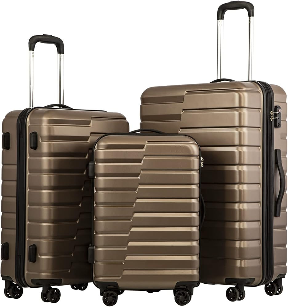 Coolife Luggage Sets, 3 Piece Hard Shell Suitcase Set with Spinner Wheels, Expandable Large Check... | Amazon (US)