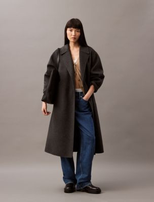 Double Faced Wool Blend Wrap Coat | Calvin Klein | Calvin Klein (US)