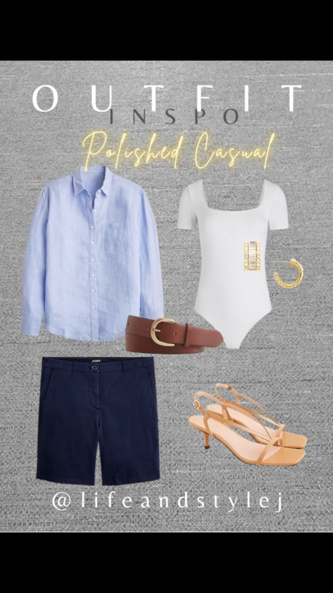 A clean and easy outfit formula with a classic button down, tailored shorts, modern heels, and simple gold accents. Effortless polish for midlife style that feels current, confident, and timeless.
#midlifefashion #agelessstyle #effortlesschic #modernclassic #styleover40 #timelesswardrobe #everydayoutfit #polishedcasual #wardrobeessentials #lifeandstylej  

#LTKootd #LTKSeasonal #LTKOver40