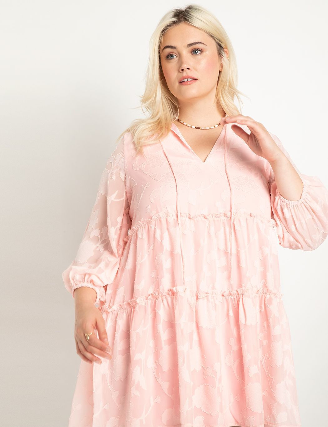 Tiered Dress W Ruffle Sleeve Neck | Eloquii