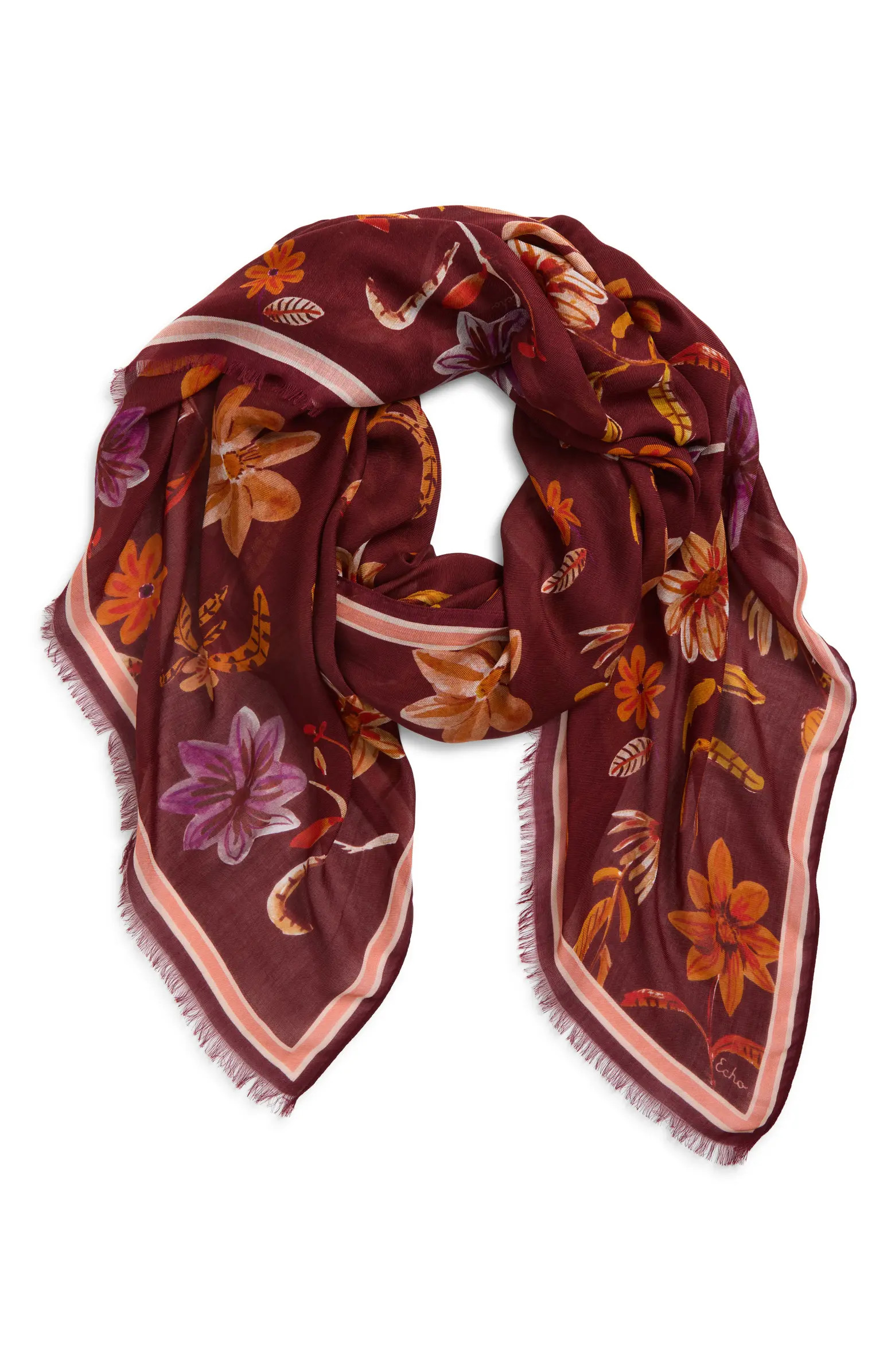 Autumn Floral Fringe Scarf | Nordstrom