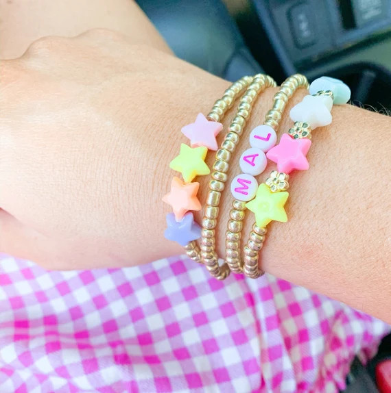 Custom Star and Flower Gold Beaded Bracelet / Colorful Custom Bracelet  / Stacking Bracelet | Etsy (US)
