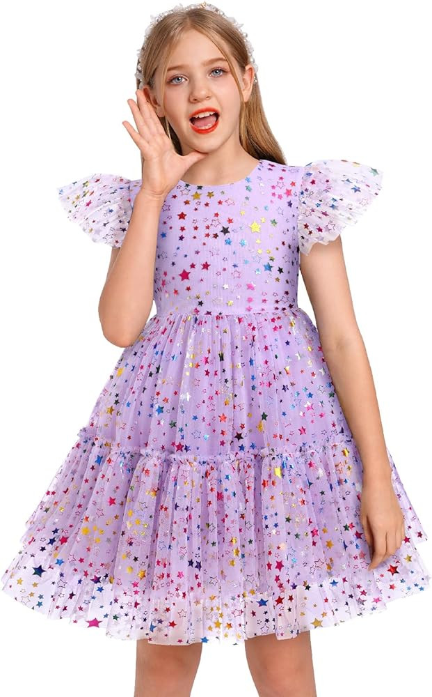 Kids Girls Confetti Birthday Princess Dress Ruffle Sleeve Boho Cake Smash Photo Shoot Outfit 3-10... | Amazon (US)