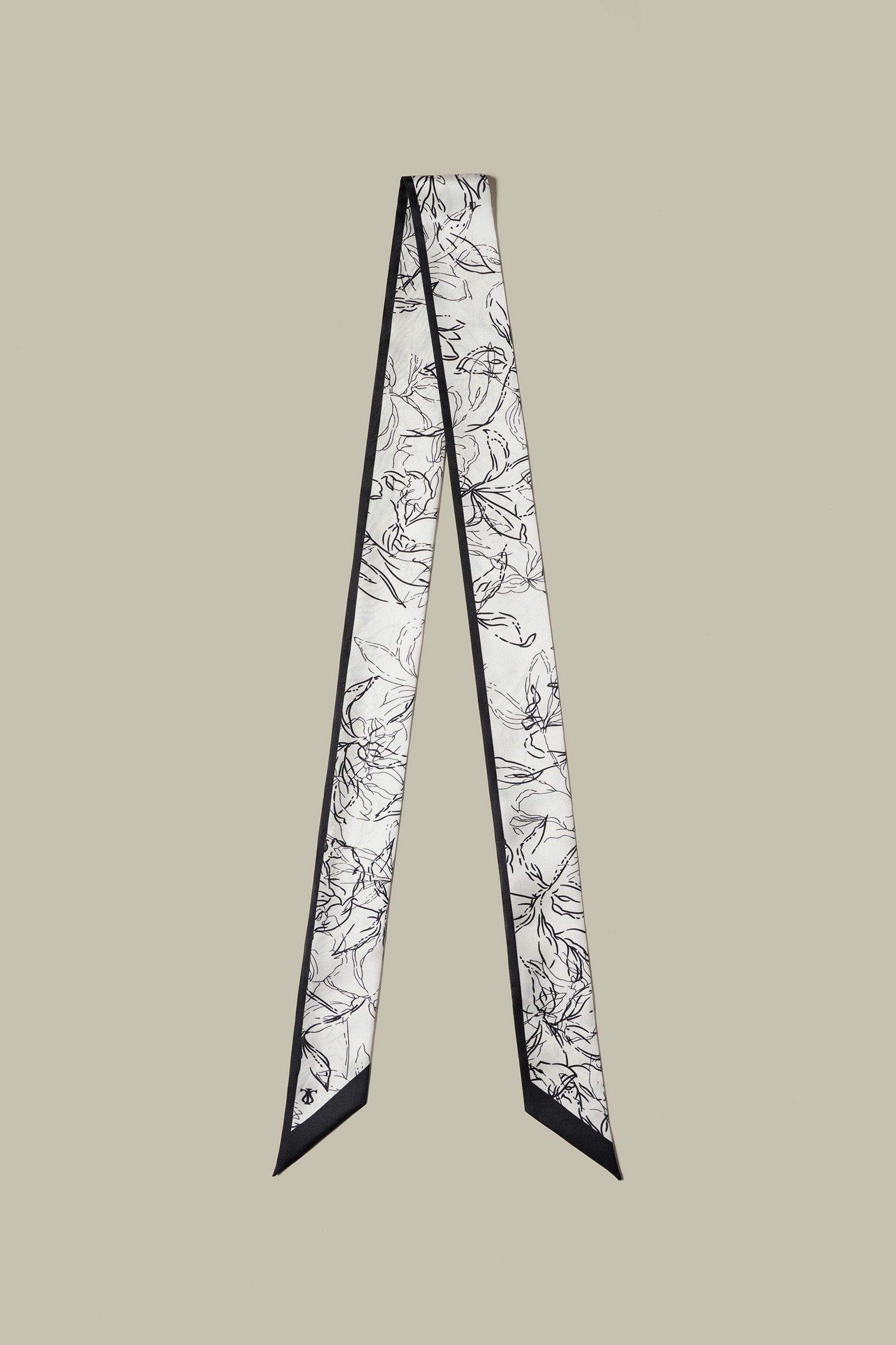 Floral Sketch Twil Silk Ribbon Scarf | LILYSILK