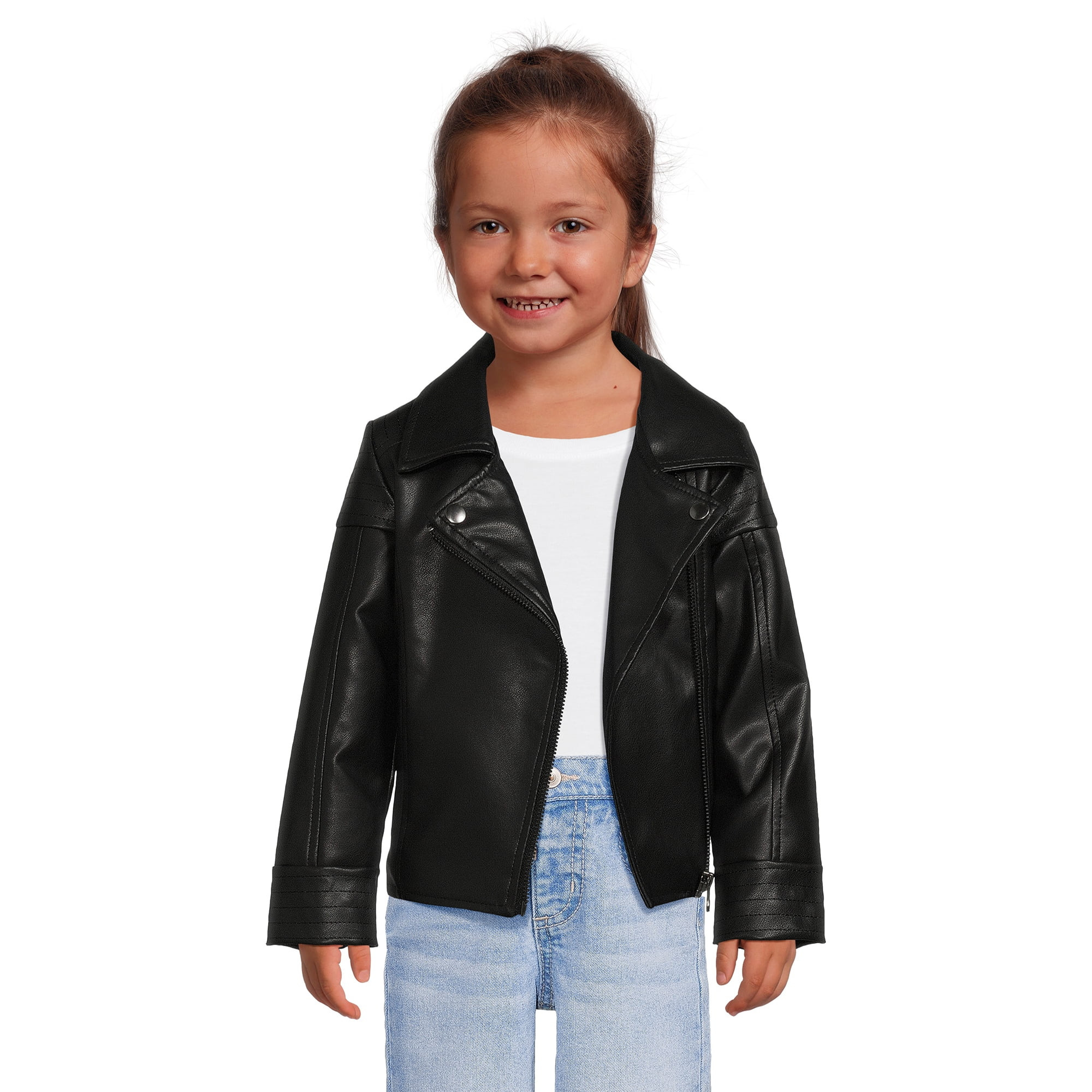 Wonder Nation Toddler Girl Faux Leather Moto Jacket, Sizes 12M-5T | Walmart (US)