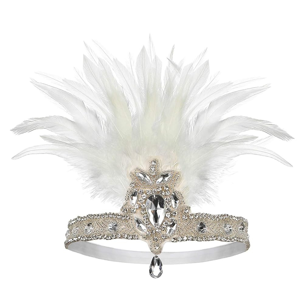 Roaring Art Deco 1920s Flapper Feather Headpiece Roaring 20s Great Gatsby Headband for Women 1920... | Amazon (US)