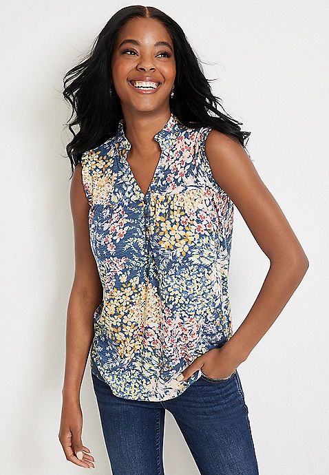 Floral Harbor Henley Top | Maurices