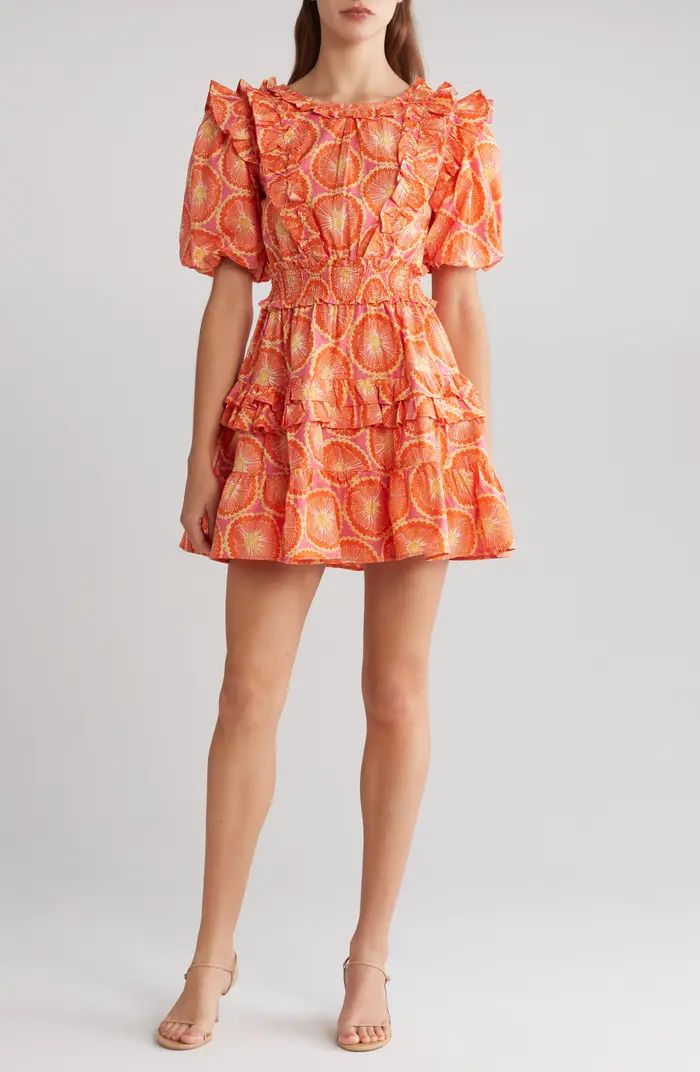 Ciara Floral Puff Sleeve Cotton Minidress | Nordstrom Rack