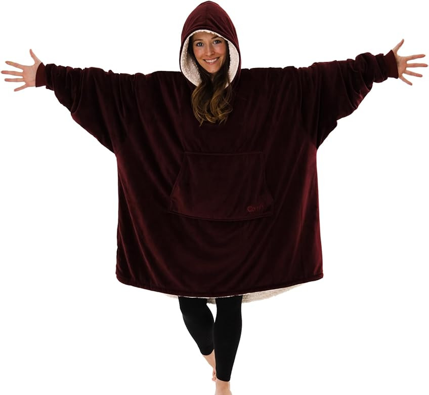THE COMFY Original | Sherpa Lined Microfiber Fleece Wearable Blanket, Oversized Design with Hood ... | Amazon (US)