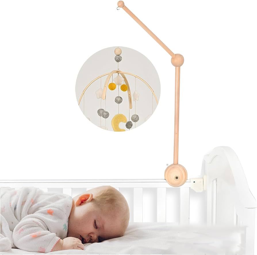 GIJIR Baby Crib Mobile Arm，Wooden Mobile Arm for Crib Baby Nursery Mobile Hanger for Crib Adjus... | Amazon (US)