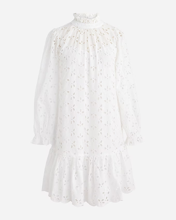 Ruffleneck mini dress in eyelet | J. Crew US