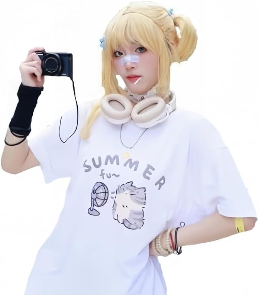 Women's Cute Cat Cartoon Print T-Shirt Kawaii Oversized Graphic Tees Y2K Men's Short Sleeve Tees ... | Amazon (US)