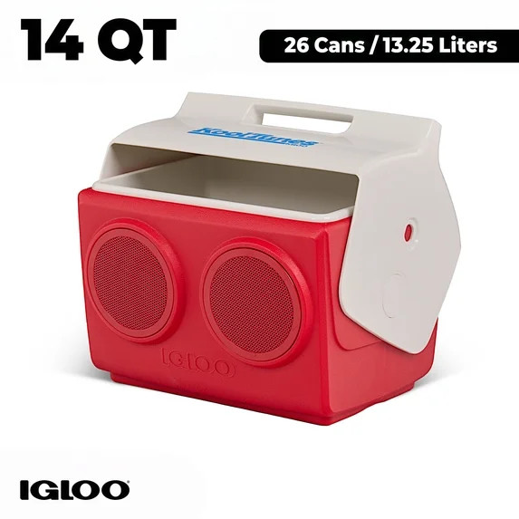 Igloo Playmate KoolTunes 14 QT Hardsided Cooler with Built-In Bluetooth Speakers, Red Star | Walmart (US)