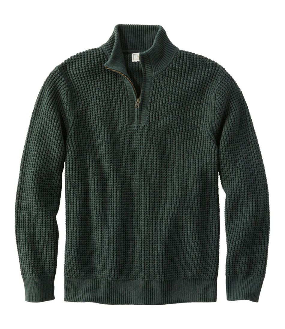 Men's Organic Cotton Waffle Sweater, Quarter Zip | L.L. Bean