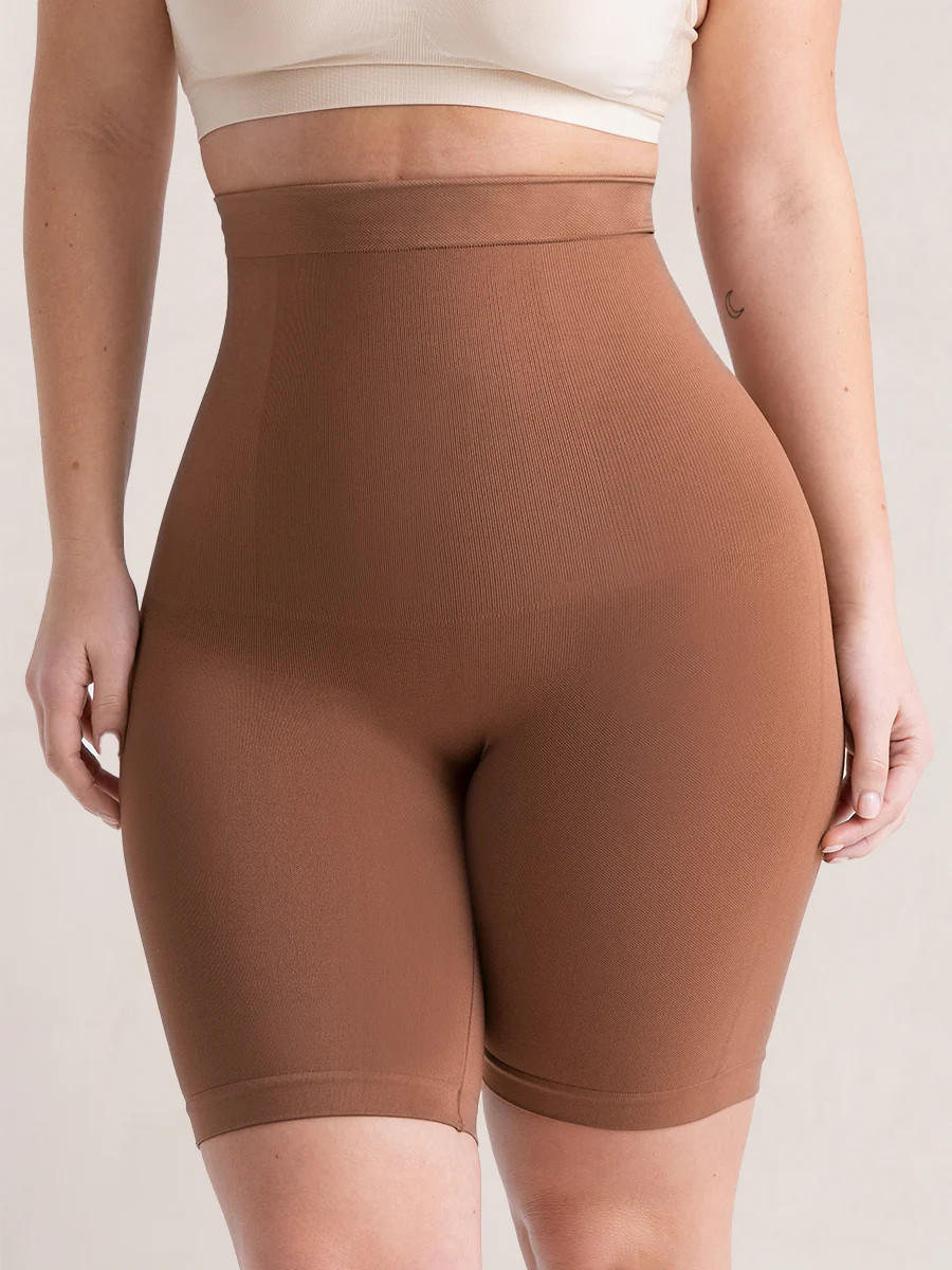 Shapermint Essentials All Day Every Day High-Waisted Shaper Shorts Shapewear Latte M / L | Shapermint