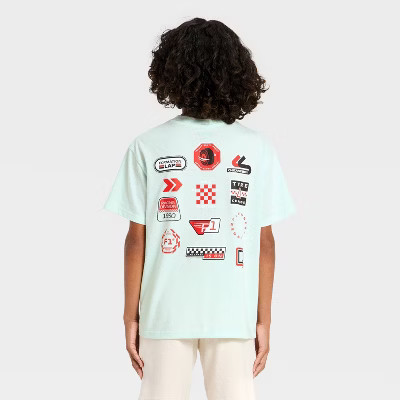 Boys' Formula 1 Short Sleeve Front and Back Graphic Oversized T-Shirt - Blue | Target